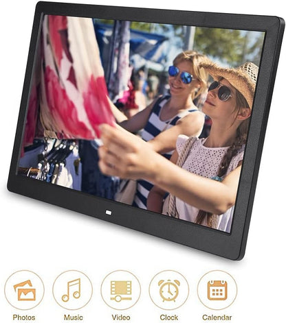 Digitale Fotolijst 15,4 Inch, LED Display 1280x800 HD, Klok en Kalender, Foto-Video Diavoorstelling, USB en SD-Kaart