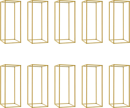 Goud Bloemenstandaard – Bloemenhouder – Bloemenrek – Bloementoren – Bloemenpoot – Set Van 10 – Modern Rechthoekig Design – 24x24x60 cm – 5 kg Draagkracht