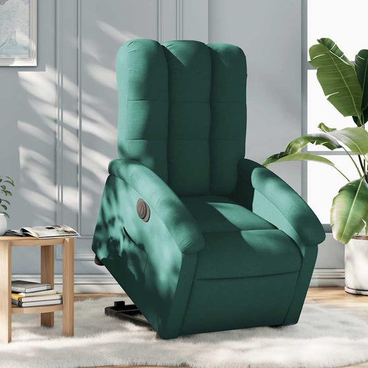 Relaxstoel – Elektrische Relaxstoel – Opstahulp Stoel – Tv-Stoel – Ligstoel – Donkergroene Stof – Elektrisch Kantelsysteem – Max 135° Ligfunctie