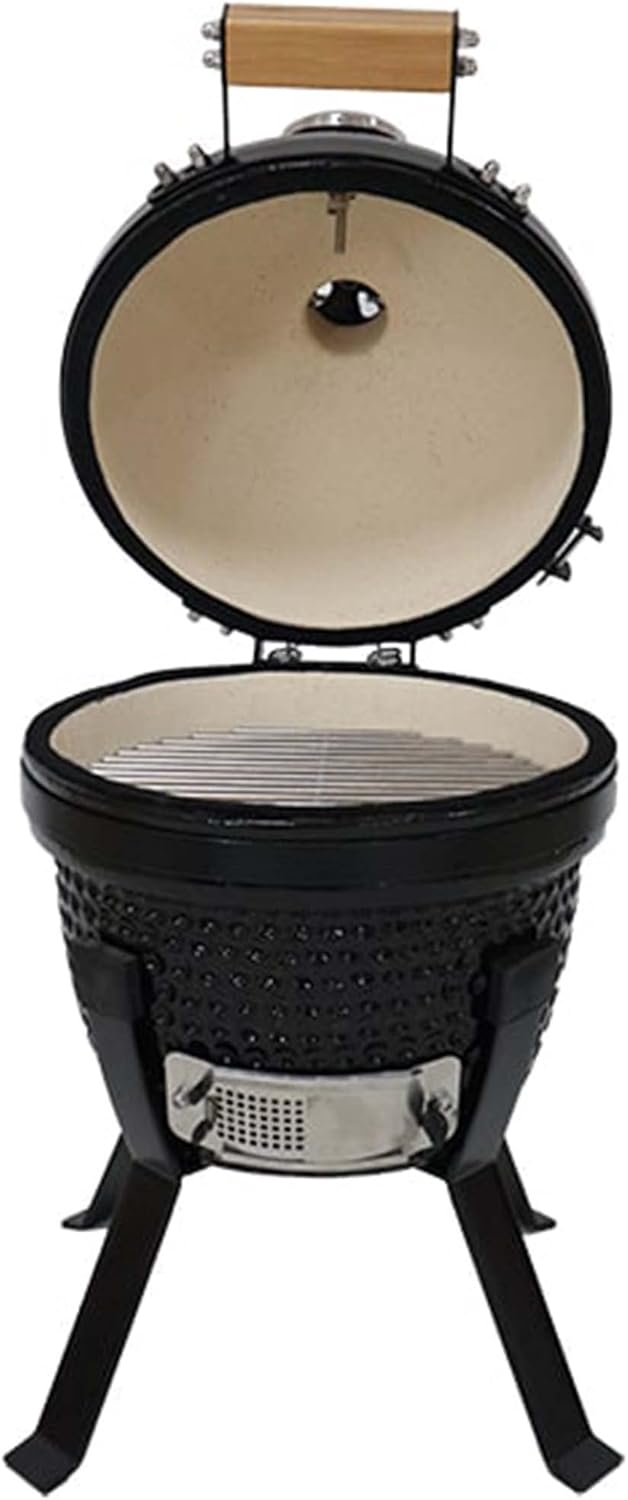 KAMADO BONO Ceramic BBQ Grill, 13" Picnic I, Mini Kamado BBQ Charcoal Grill, Egg BBQ, Kamado Barbecue Grill I, Portable Oven and Smoker with Stand - QUORE