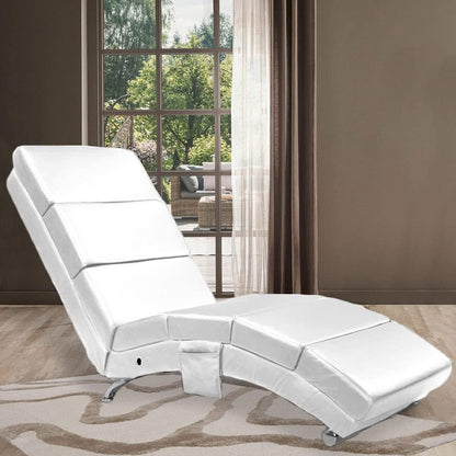 Lounge Relaxstoel – Fauteuil – Leunstoel – Zitstoel – Relaxfauteuil – Kunstleer Wit – Ergonomische Hoge Rugleuning – Dikke Comfortabele Bekleding 6 cm