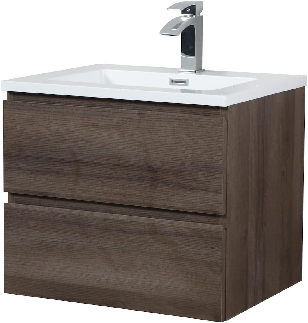 Bathing resort Bathroom Furniture Set Angela 60 cm - Brown Oak - Bathroom Furniture with Washbasin - QUORE