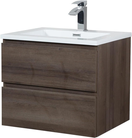 Bathing resort Bathroom Furniture Set Angela 60 cm - Brown Oak - Bathroom Furniture with Washbasin - QUORE
