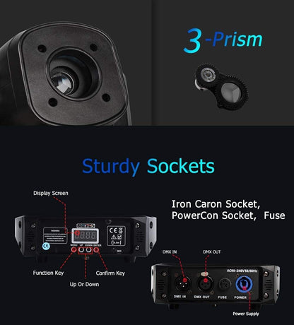 SHEHDS 80W LED Spotlights met 8 Kleuren 8 Gobos DJ Lichten Bewegende Hoofd Licht 3-Facet Draaibaar Prisma Elektronische Focus Geluid Geactiveerd DMX Controle Podium Licht