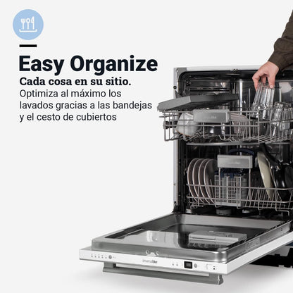 UNIVERSALBLUE White glass dishwasher, semi-black, 60 cm, 5 washing programs, 12 services