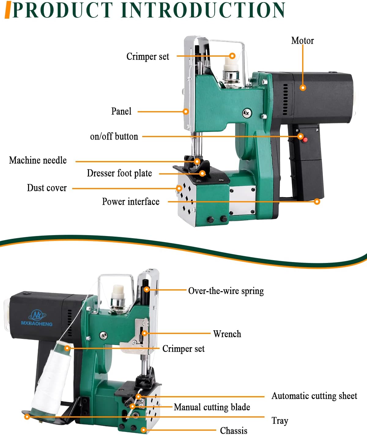 Zaknaaimachine – Draagbare Zaksluitmachine – Verpakkingsnaaimachine – Naaimachine Voor Zakken – Elektrische Draagbare Naaimachine – 220V – 190W Koperen Kernmotor