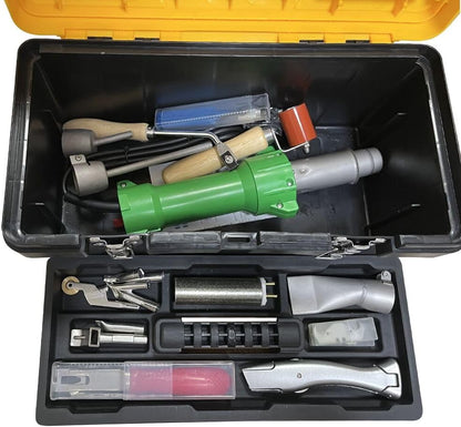 1600 W Plastic Hot Air Welding Gun with LED Light, Complete Set Welding Gun with Various Welding Nozzles, Floor Cover Accessories, 17 Inch Transport Box - QUORE