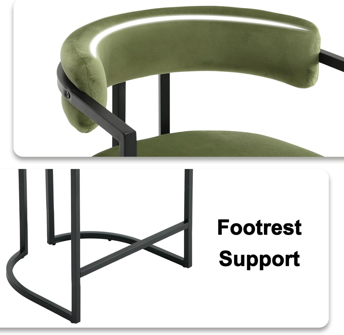 Barstoel – Barkruk – Keukenstoel – Stoel – Barkruk Set – Groen Velvet – Metalen Frame – Zithoogte 66 cm – Comfortabele Zitting - QUORE