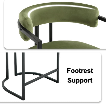Barstoel – Barkruk – Keukenstoel – Stoel – Barkruk Set – Groen Velvet – Metalen Frame – Zithoogte 66 cm – Comfortabele Zitting - QUORE