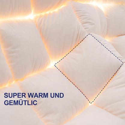 Donzen Dekbed 220x240 4 Seizoenen, 100% Katoenen Overtrek, Donsdekbed 240x220 All Season Warm, Dekbed Volumineus en Ademend Deken(Oeko-TEX en RDS Gecertificeerd, Wit, Vulgewicht 2100gr)