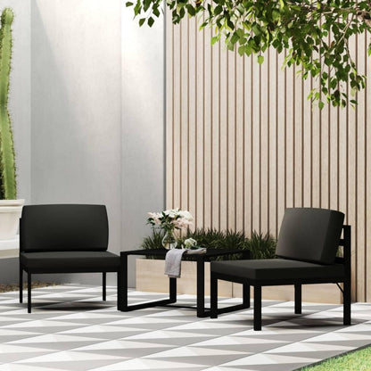 vidaXL 3-Piece Lounge Set with Cushions Aluminium Anthracite Colour Garden Sofa Set Lounge Sofa Garden Bench Set Garden Bench Garden Bench Sets - QUORE