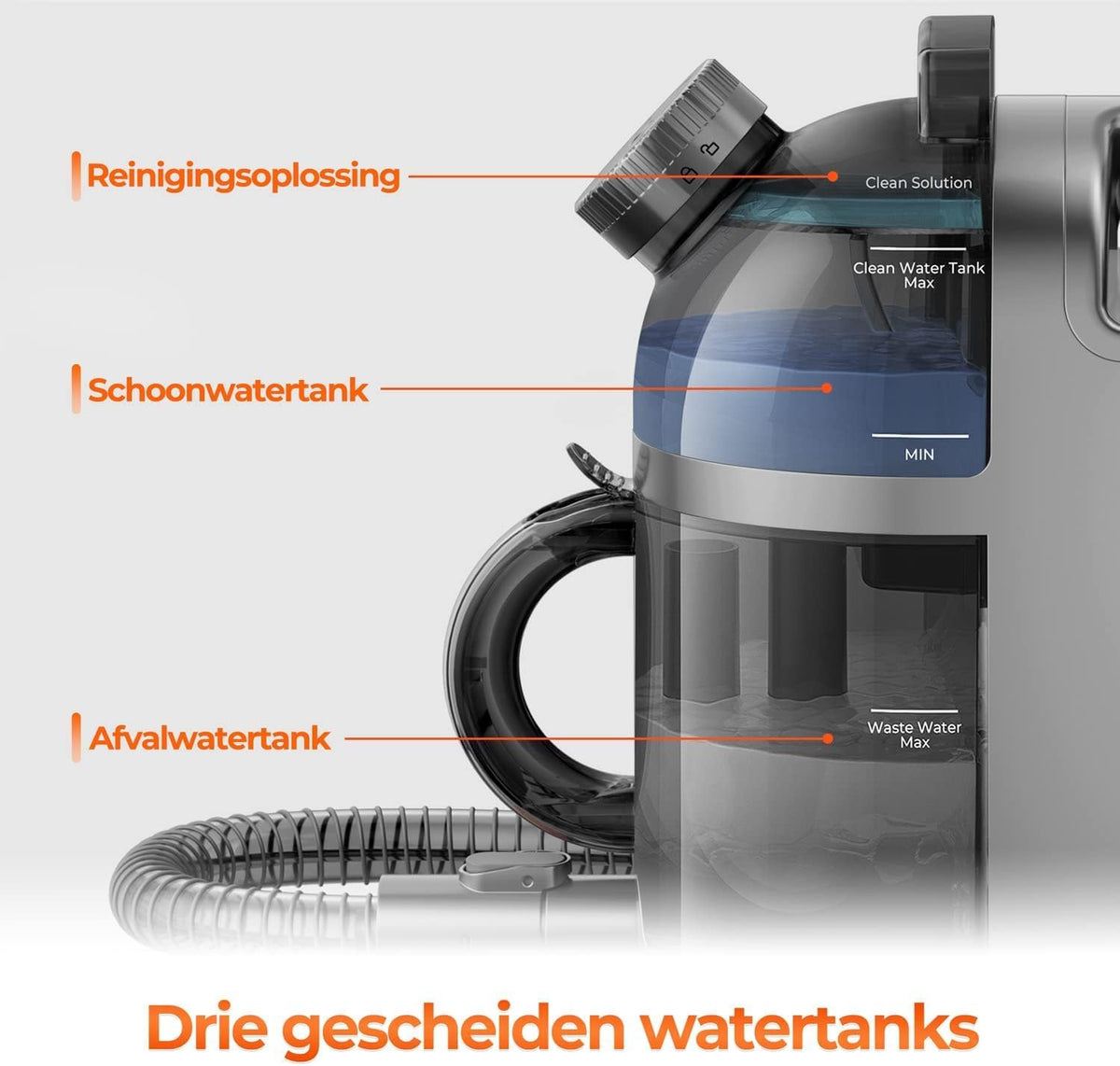 Stof- En Vlekverwijderaar – Tapijtreiniger – Bankreiniger – Gordijnreiniger – Textielreiniger – Krachtige Zuigkracht 12000Pa – Stoomfunctie 99°C