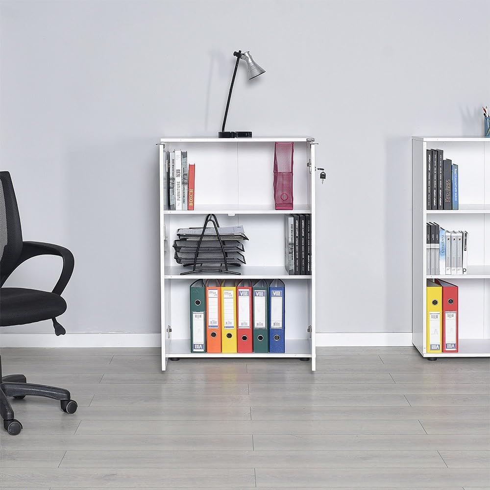 Elegant Diamond White Bookshelf, 72 cm x 109 cm x 34 cm | 100% Melamine Coated Particle Board, 16 mm dik, ideaal voor moderne decoratie thuis en op kantoor