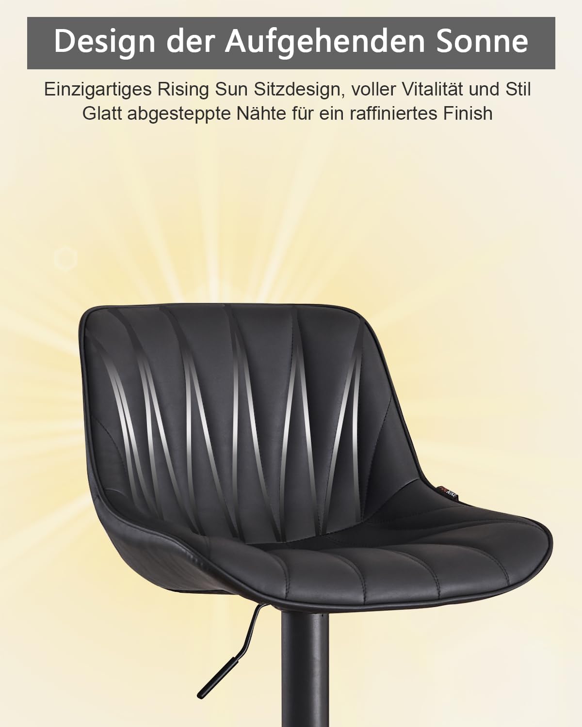 YOUTASTE Barkruk, set van 2 barstoelen, in hoogte verstelbaar, draaibaar met PU-leer, barkruk met rugleuning en voetensteun, zithoogte 57-82 cm, voor keuken, toonbank, bar, zwart