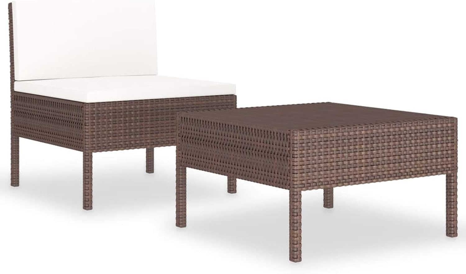 Gecheer 2-Piece Garden Furniture Set Lounge Furniture Garden Patio Furniture Garden Lounge Set with Cushions Balcony Lounge Sofa Garden Garden Set Sitting Centre Sofa Poly Rattan Brown - QUORE