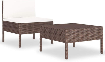 Gecheer 2-Piece Garden Furniture Set Lounge Furniture Garden Patio Furniture Garden Lounge Set with Cushions Balcony Lounge Sofa Garden Garden Set Sitting Centre Sofa Poly Rattan Brown - QUORE