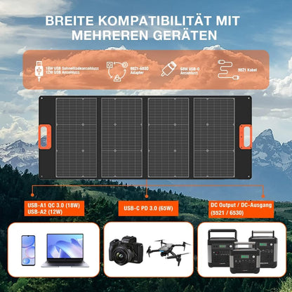 YARD FORCE Draagbaar zonnepaneel LX SPP10 voor zonnegenerator thuis, IP65 waterdichte opvouwbare zonne-oplader, compatibel met Yard Force Power Station voor outdoor camping