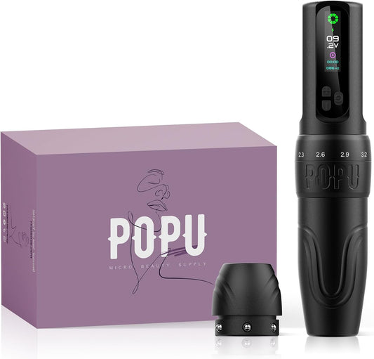 EZ Draadloze Tatoeage Machine - 6 Beroertes 2.0mm-3.5mm Tatoeage Machine met OLED Digitaal Display 1600mAh Batterijvermogen (DIVA Zwart)