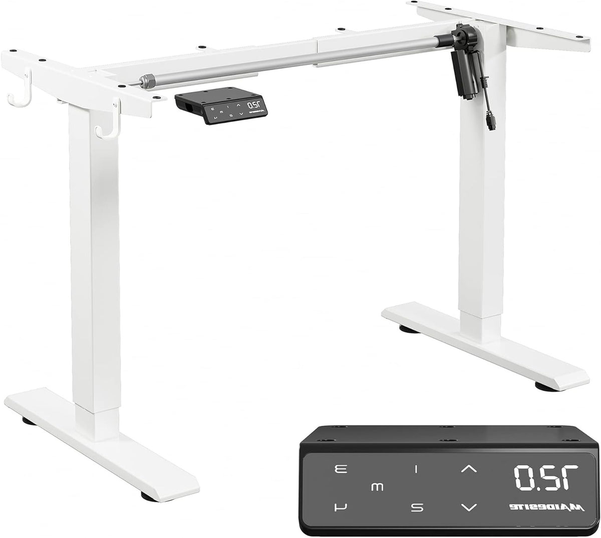 MAIDeSITe Electric Desk Height Adjustable Desk Frame Height Adjustable Desk Frame with 4 Memory Control and Anti-Collision Function(White) - QUORE