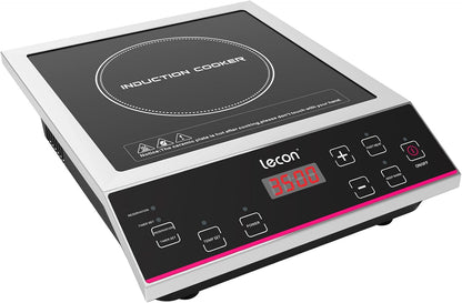 Lecon Inductiekookplaat, 3500 W, met timer, isolatie, 50 kg drukvermogen, roestvrijstalen behuizing, temperatuurregeling