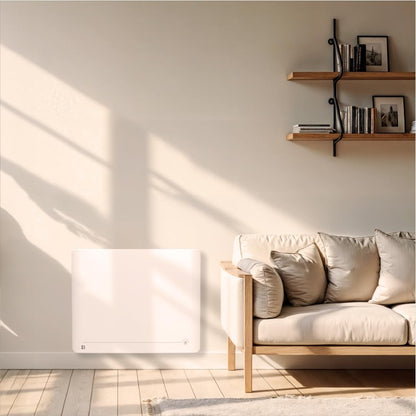 BESTHERM - 1500 W plug & play keramische droge inertie vaste elektrische radiator met Bestherm DIANE aanwezigheidsmelder horizontaal wit