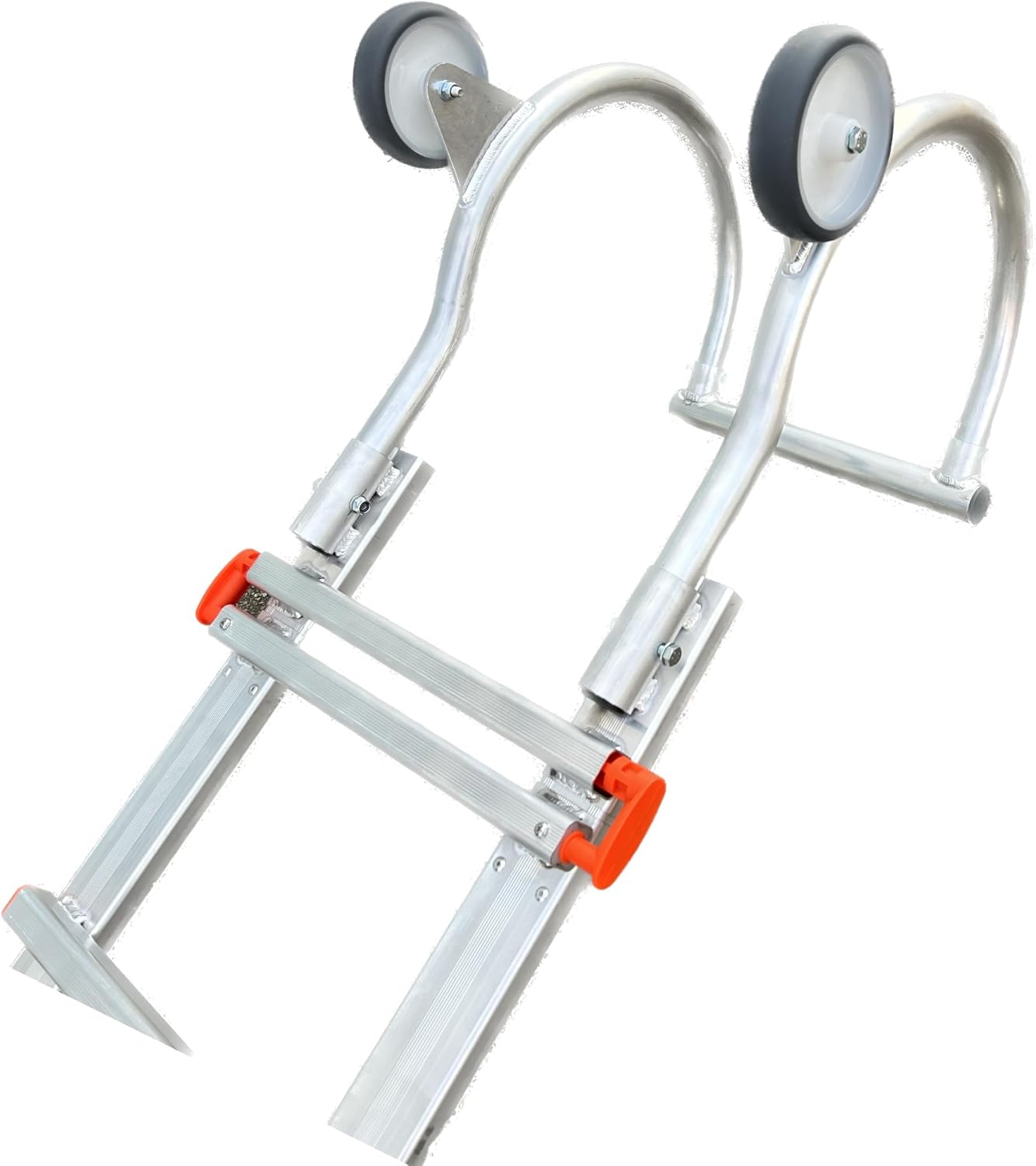 Dakladder, lengte 4,65 m, eenvoudig te installeren, 2 verlengingen van 2,00 m + 1 haak van 0,65 m, met wielen 120 mm, volledig van aluminium, zeer licht, 12 kg, belastbaarheid tot 150 kg