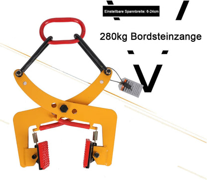 Heftang, plaat, 280 kg, heftangen, steen, betonplaat, verstelbare opening, 6-24 cm, steenhouder, steenlifter, verticale grijper, pantsertang voor heffen en transport