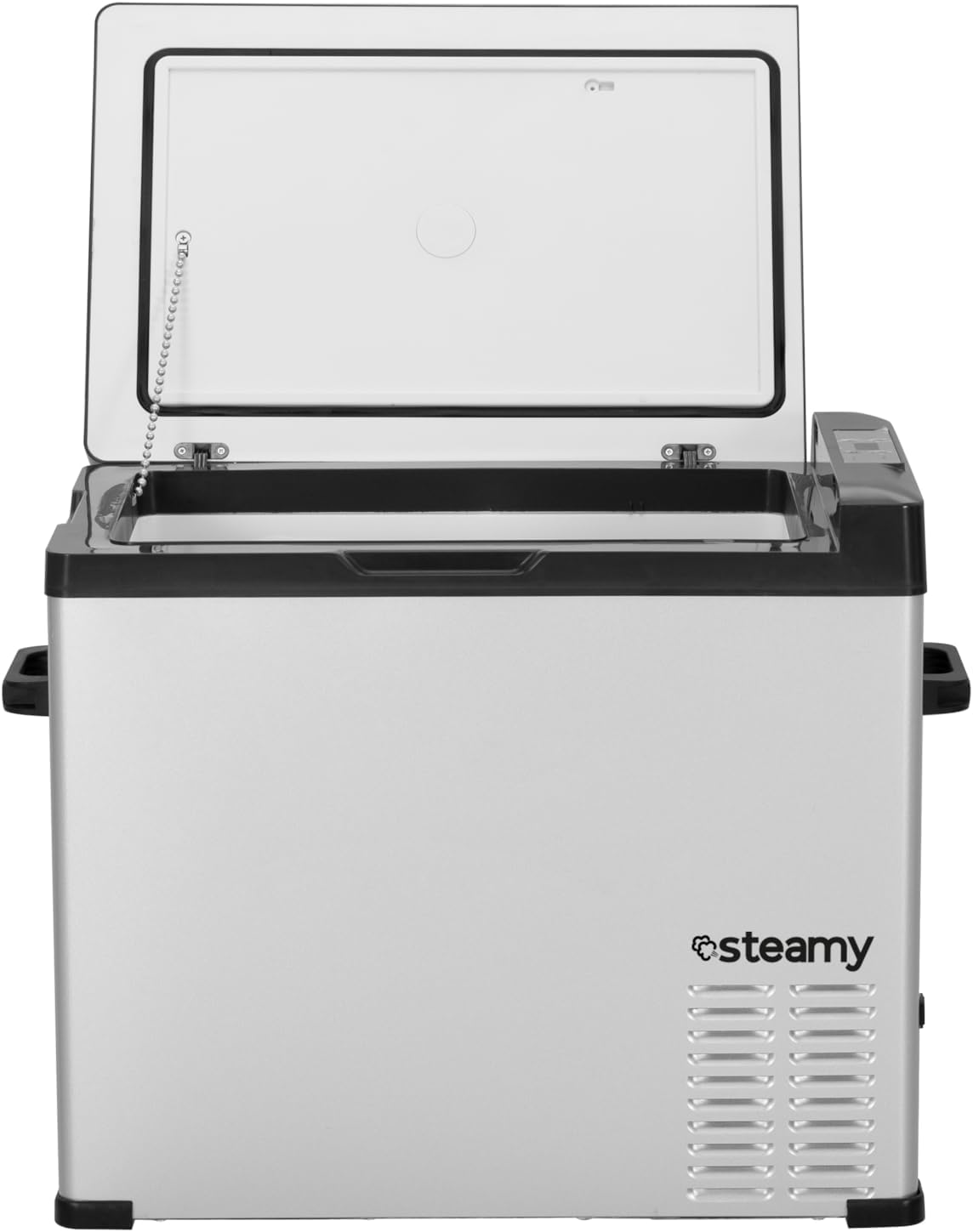 Steamy-E Single Zone 50, Elektrische Compressor Koelbox, 44 Liter, Zilver, 12V/230V, voor vriezen en koelen van -20 tot +20, ideaal voor op de camping