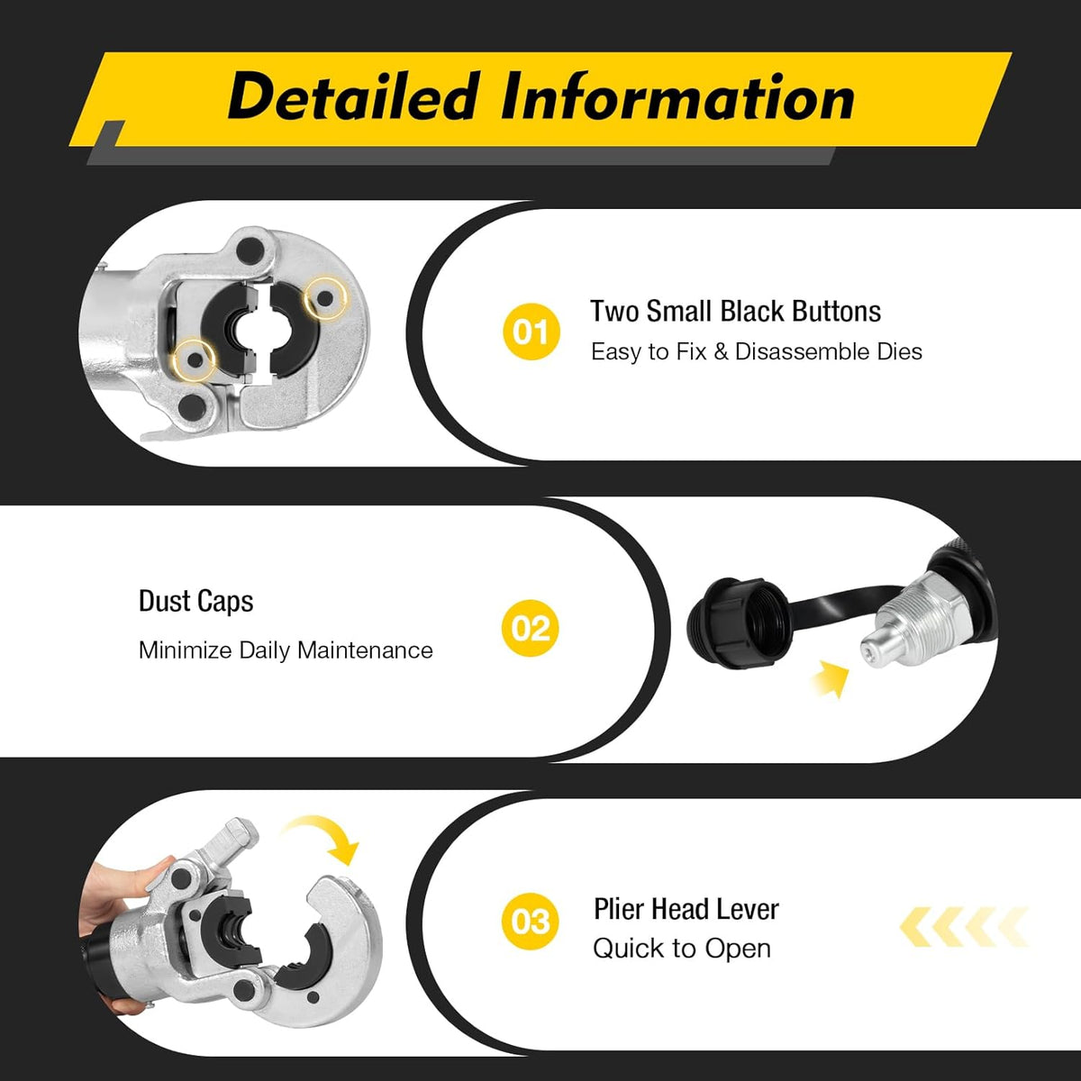 6T Hydraulic Crimping Pliers V Contour 12-28mm, TH Contour 16-32mm 360°Swivel Hydraulic Crimping Pliers Hand Press Set Hydraulic Press Tool for Aluminum Tubes Copper Tube - QUORE