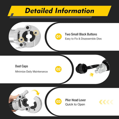 6T Hydraulic Crimping Pliers V Contour 12-28mm, TH Contour 16-32mm 360°Swivel Hydraulic Crimping Pliers Hand Press Set Hydraulic Press Tool for Aluminum Tubes Copper Tube - QUORE