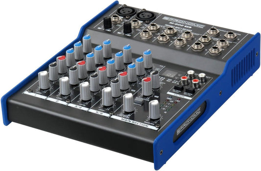 Pronomic M-602FX Live/Studio Mengpaneel met digitale 24bit multieffectprocessor (2 Mono-kanalen XLR/Jack, 2 Stereo-kanalen, 3-bands EQ, 48V fantoomvoeding)