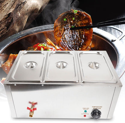 Bain Marie Electric Food Warmer Heat Holder Stainless Steel Hot Plate Buffet Warmer Chafing Dish with Food Container Water Bath Warmer Bain Marie 850W 220V DHL GN - QUORE