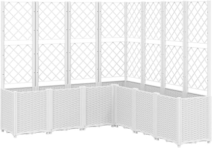 Planter with Trine Grate, White, 160 x 160 x 140 cm, Rectangular Large Flower Pot for Indoor and Outdoor Use, Frost-Resistant, UV Protection - QUORE