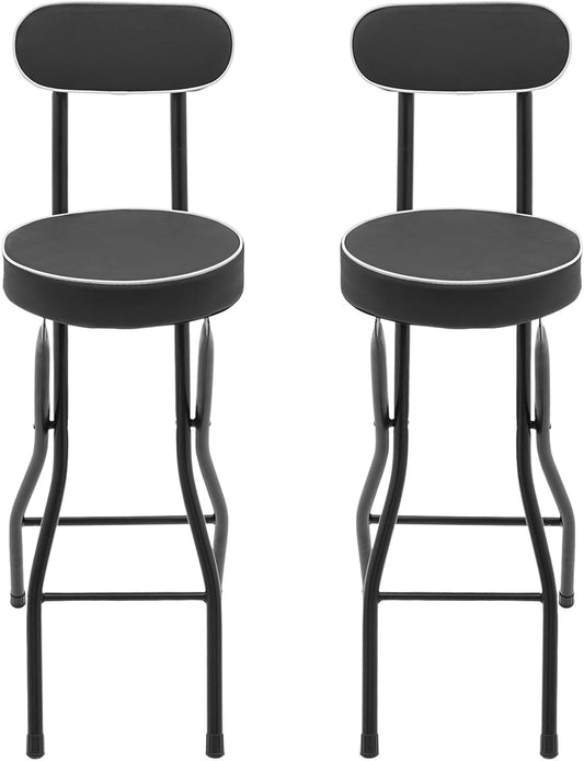 Barkrukken Set 2 Stuks – Draagbare Inklapbare Kruk – Gevoerde Hoge Stoelen – Opvouwbare Klapkruk – Hoge Stoel – 50 mm Gewatteerd Kussen – Draagvermogen 125 kg