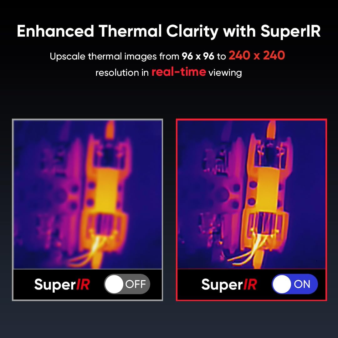 HIKMICRO Thermische Camera E01, SuperIR 240x240, 20 Hz vernieuwingsfrequentie, draagbare warmtebeeldcamera met laseraanwijzer, batterijduur van 8 uur, warmtebeeldcamera met bereik -4°F~752°F