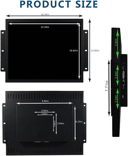 VSDISPLAY Écran tactile industriel de 17 pouces, écran LCD tactile résistif TFT 17" 1280 x 1024 1000 nits, avec carte contrôleur VGA DVI