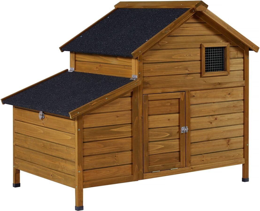 Chicken coop wood with nesting box "Cocotte" - Brown - maroon - QUORE