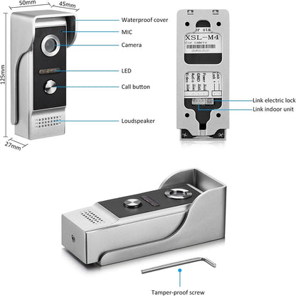 Dioche 7 Inch Bedrade Wifi-video-deurintercom, Intelligent Video-deurtelefoon-intercomsysteem, Video-deurbel-intercom-deurtelefoon met Nachtzichtcamera, APP-ontgrendeling op Afstand(EU)
