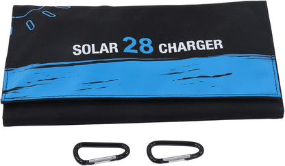 Oplader op zonne-energie, DC 5 V 28 W, draagbare oplader op zonne-energie, waterdicht, zeer efficiënte oplader voor zonnepaneel, externe accu voor buiten, voor tablets en wandelen, kamperen