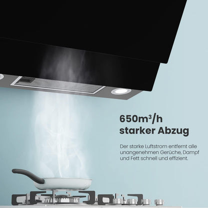 Afzuigkap 60 Cm Zwart – Wandafzuigkap – Schouwafzuigkap – Dampkap – Wasemkap – 650 M³/U – 4 Snelheden En Gebarenbediening