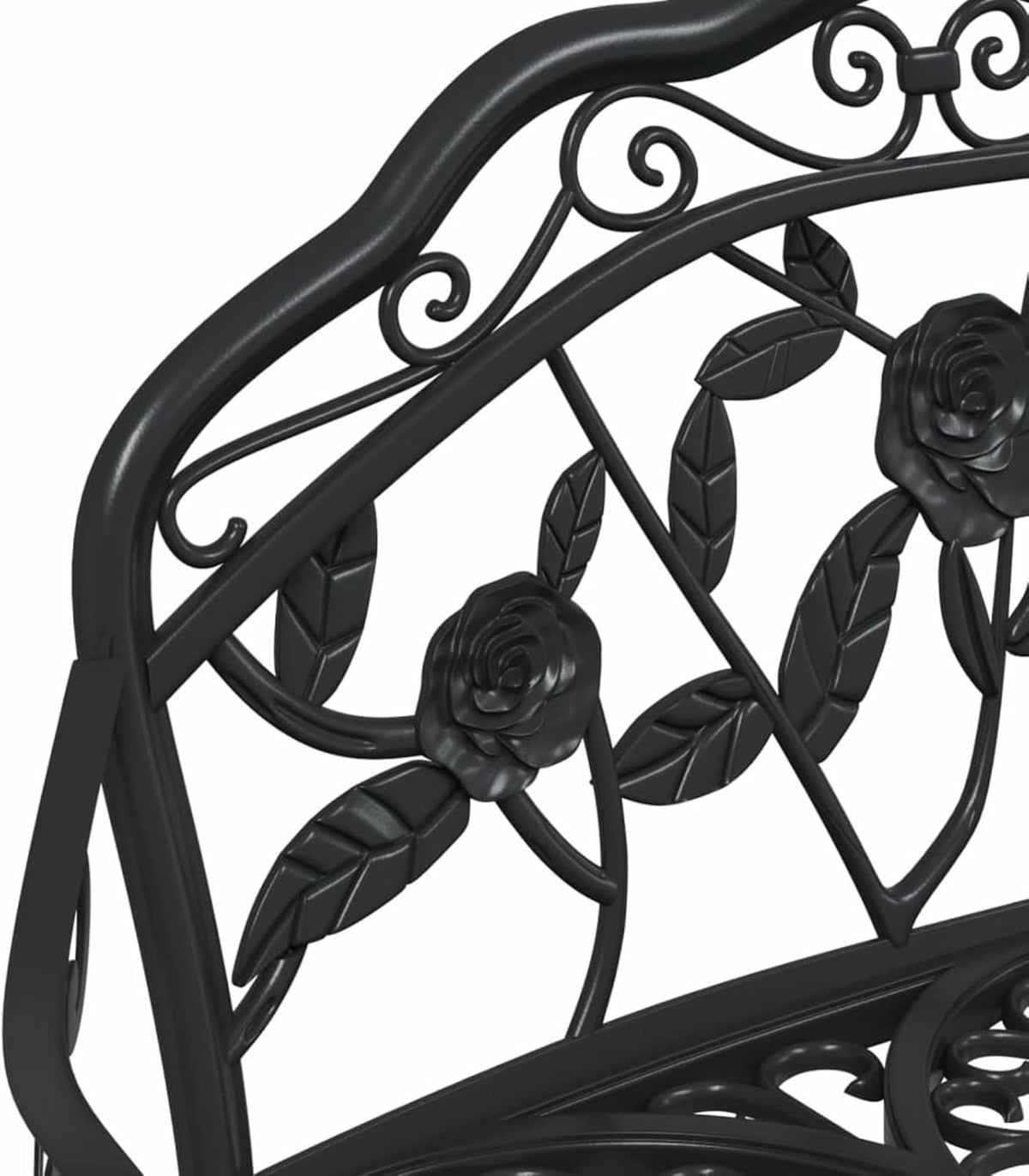 Garden Bench 100 cm Cast Aluminium Black Outdoor Bench Furniture - QUORE