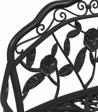 Garden Bench 100 cm Cast Aluminium Black Outdoor Bench Furniture - QUORE