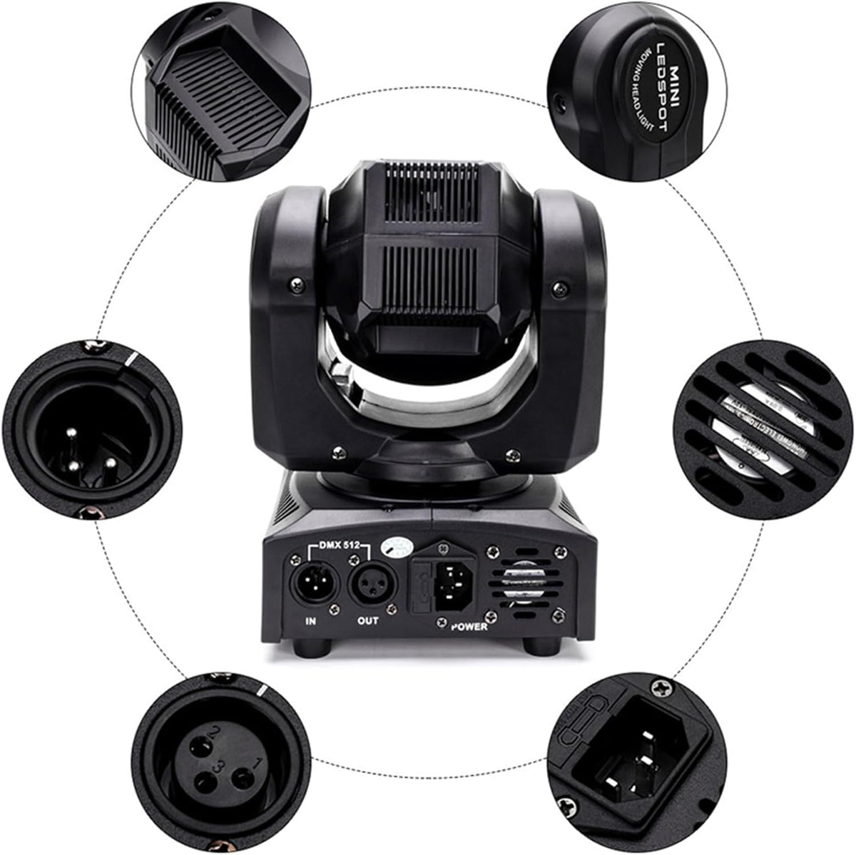 Lyre LED 50W Movable Head with Remote Control, DMX 512, Discovery Light, DJ, Light, 8 Gobos, 8 Colours, Sono/Car/Master Slave/Strobe for DJ, Evening, Party, KTV Bar, Club - QUORE