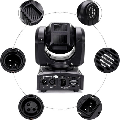 Lyre LED 50W Movable Head with Remote Control, DMX 512, Discovery Light, DJ, Light, 8 Gobos, 8 Colours, Sono/Car/Master Slave/Strobe for DJ, Evening, Party, KTV Bar, Club - QUORE