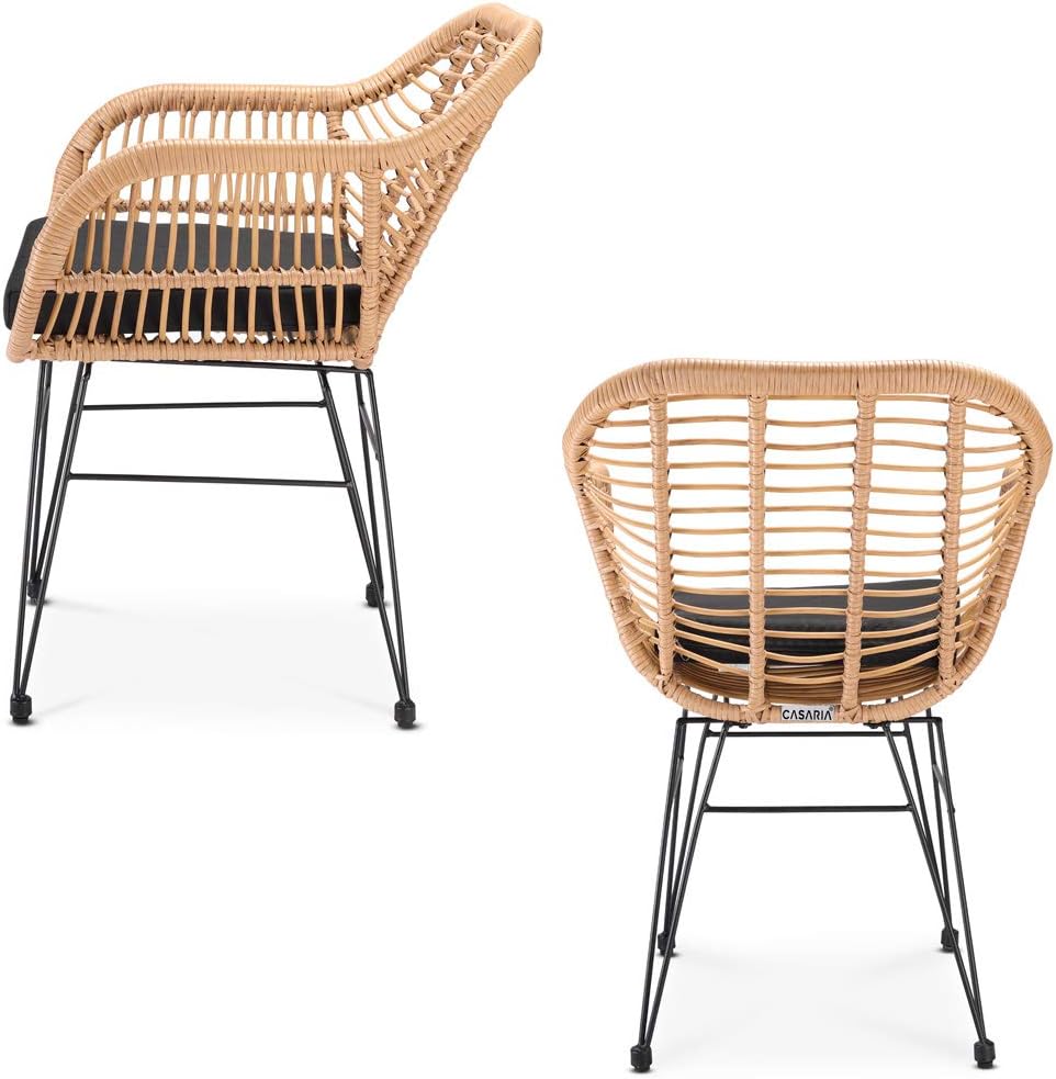 Casaria Tub chair Bali with cushion - 2 pieces - polyrattan - garden chair - QUORE