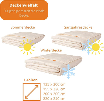 Sleepling Ganzjahresdecke Lyocell Tencel 200x200 cm, Dekbed, 100% katoen, medium dekbed 200 x 200 cm, dekbed voor het hele jaar, slaapdekbed, gemaakt in Nederland, Oeko-TEX, antimicrobieel