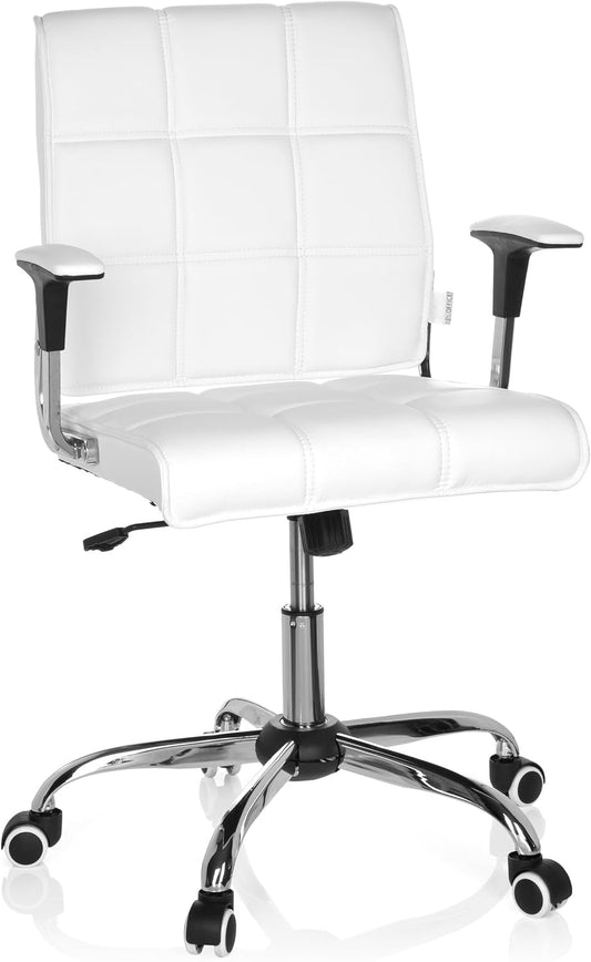 hjh OFFICE ERNESTO 719010 Bureaustoel, draaistoel, kunstleer wit, design klassieker, ideaal voor thuiskantoor of kantoor, ergonomische bureaustoel, draaistoel, XXL managersstoel