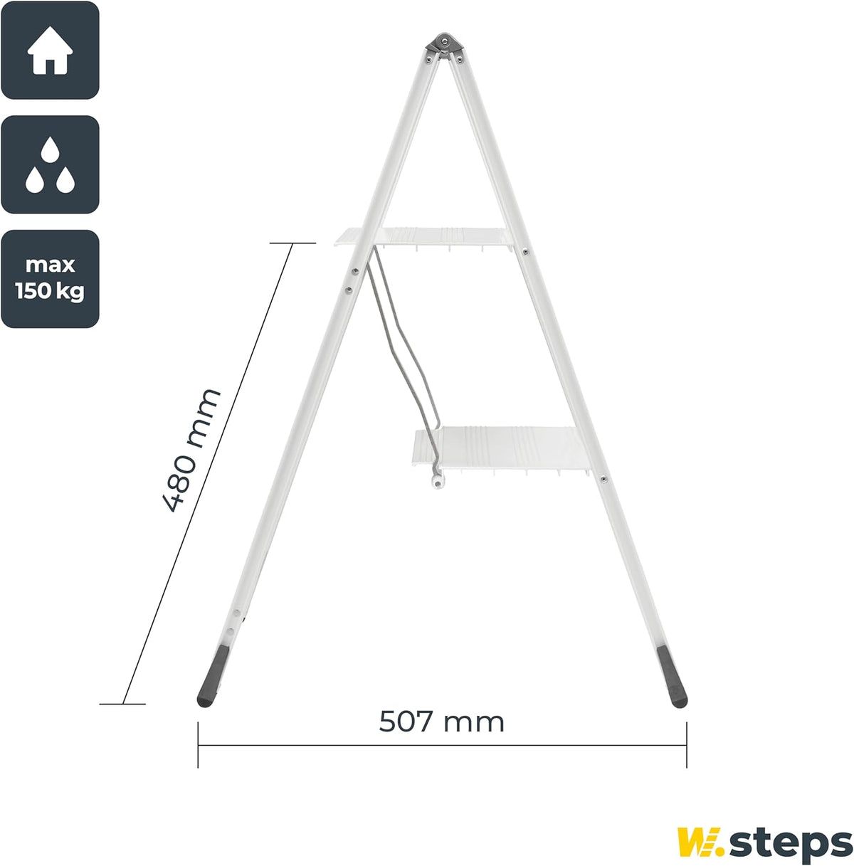 WIBE LADDERS, VIKINGSTEP Color, trapladder MIDI, 728402, extreem compacte trapladder in wit gelakt