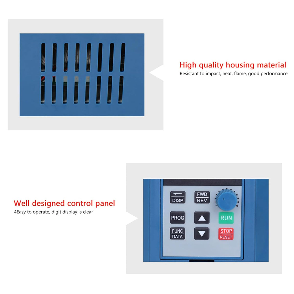 Garosa Frequentieomvormer 4KW, AC 380V 3-Fase VFD Snelheidsregelaar, Digitaal Display, Waterdicht, 12A, voor CNC-Frezen