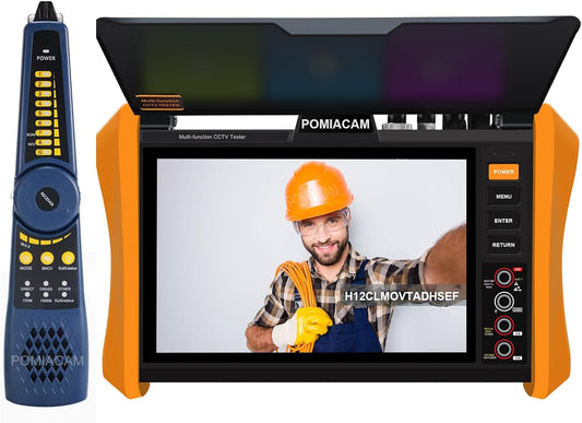 8K IP Camera Tester Multifunctionele CCTV Tester 8 inch scherm 8K H.265 8MP TVI/CVI/AHD/SDI/CVBS Kabel Tester DMM TDR VFL Ondersteuning 55V POE++, SFP poort HDMI & VGA (Model: H12CLMOVTADHSEF)